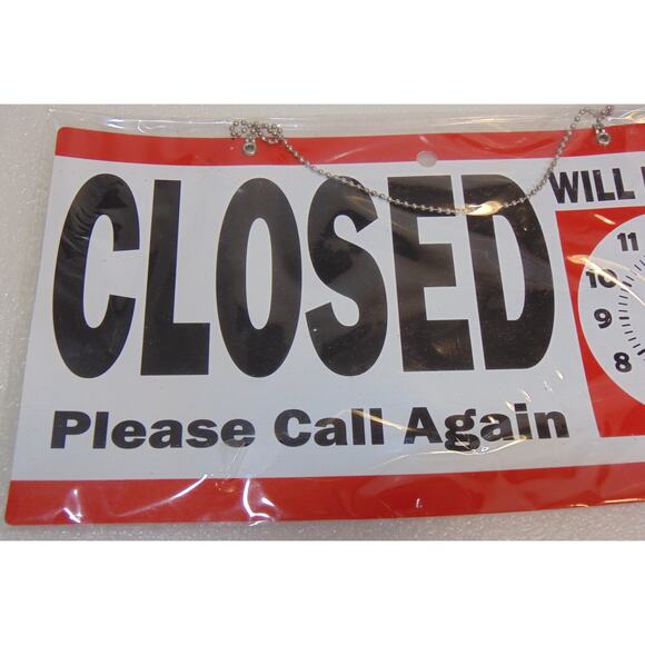 2 Sided Open & Closed Hanging Chain Store Door Window Sign Adjustable Time Clock - Picture 5 of 5